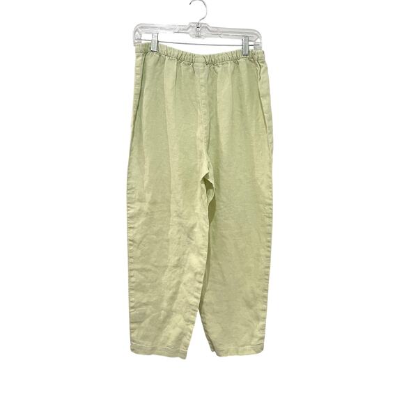 Eileen Fisher Pants Womens Medium Light Green Linen Pull On Elastic Waist Casual - Picture 2 of 5